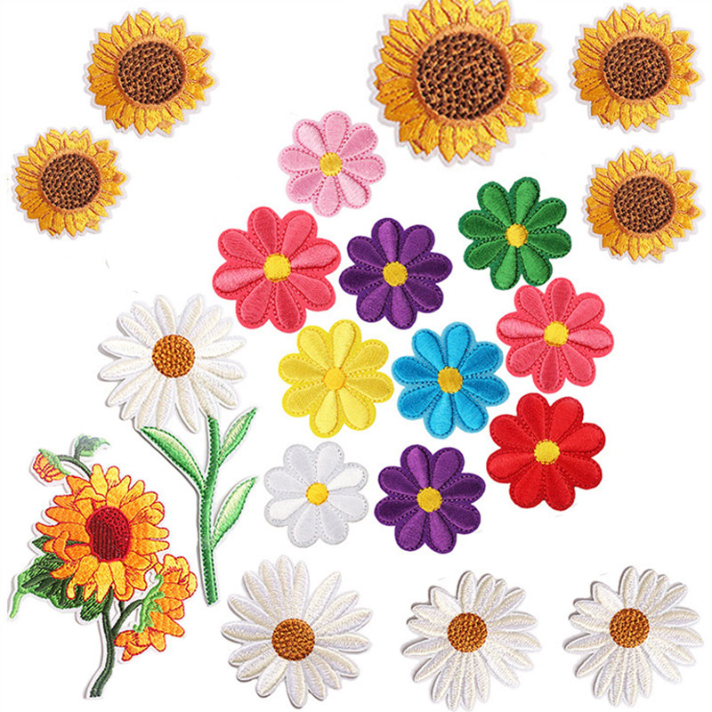 2-10Pcs Flower Iron on Patches - Embroidery Daisy Flower ulasan dan harga