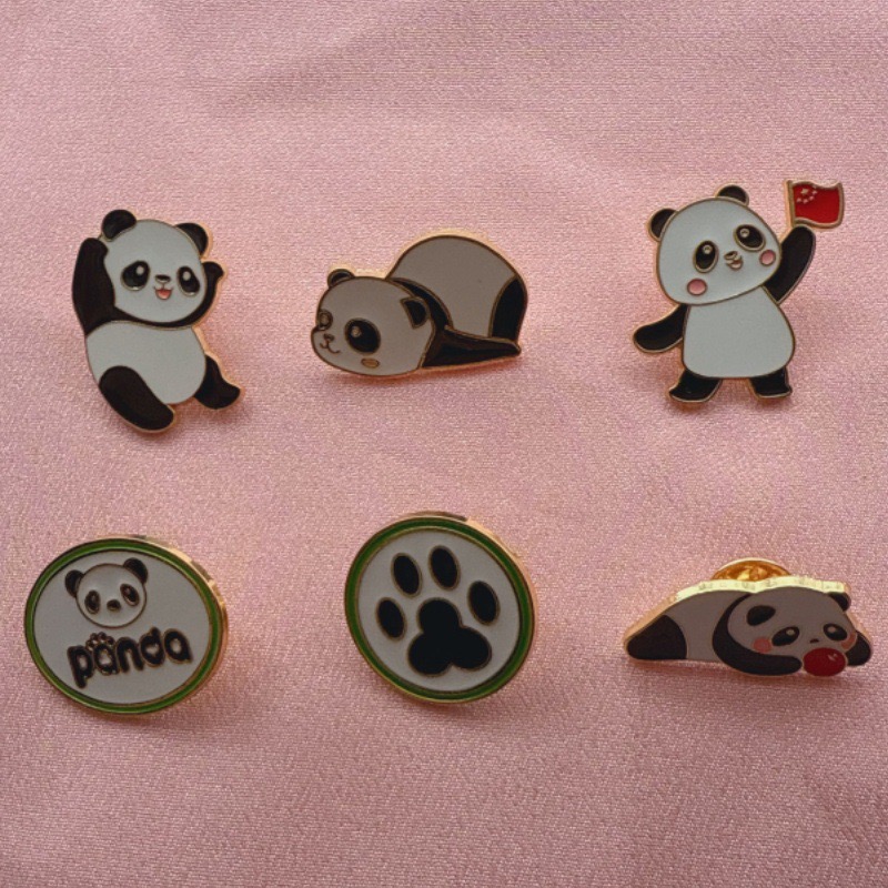 6pcs Cartoon China Panda Badge - Embroidery Fabric ulasan dan harga