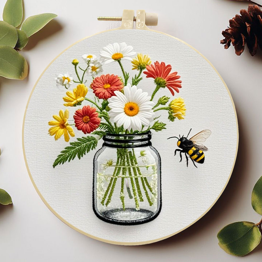 1PCS Diy Embroidery Kits Daisy - Embroidery Daisy Flower ulasan dan harga