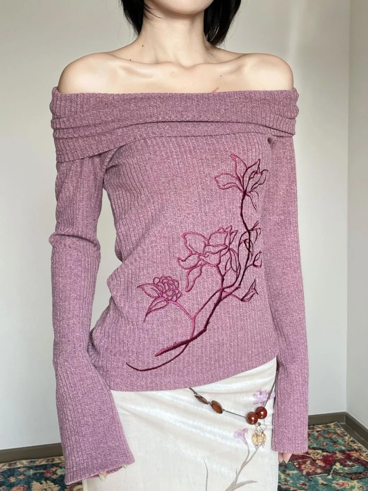 Purple Floral Embroidered Wome - Embroidery Thread Yarn ulasan dan harga