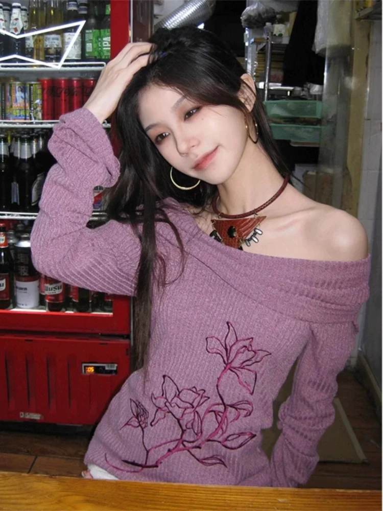 Purple Floral Embroidered Wome - Embroidery Thread Yarn ulasan dan harga