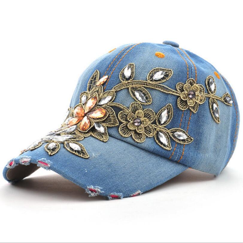Women's Baseball Cap Diamond P - Embroidery Jeans Sakura ulasan dan harga