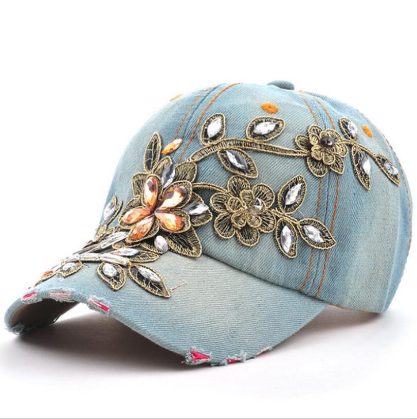 Women's Baseball Cap Diamond P - Embroidery Jeans Sakura ulasan dan harga