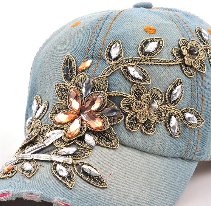 Women's Baseball Cap Diamond P - Embroidery Jeans Sakura ulasan dan harga