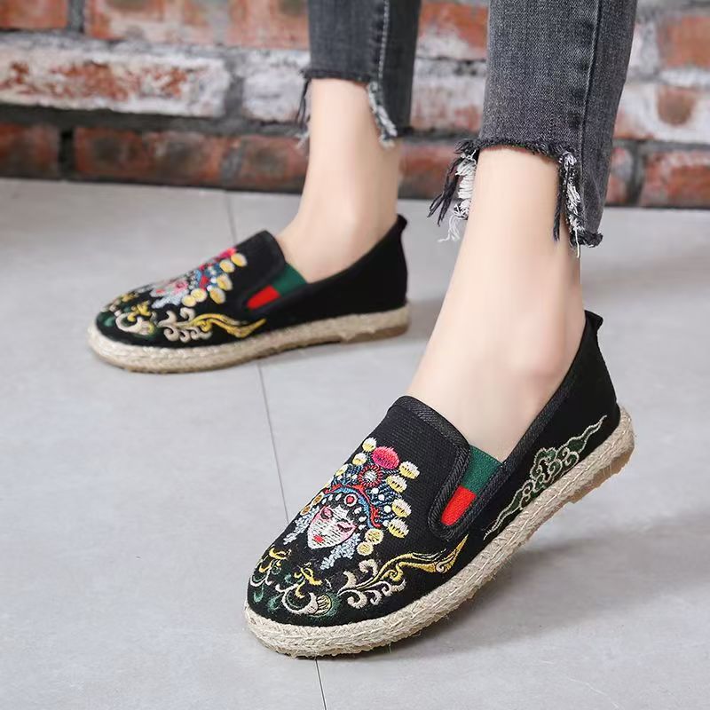 Women Flat Sole Embroidered Cl - Embroidery Fabric ulasan dan harga