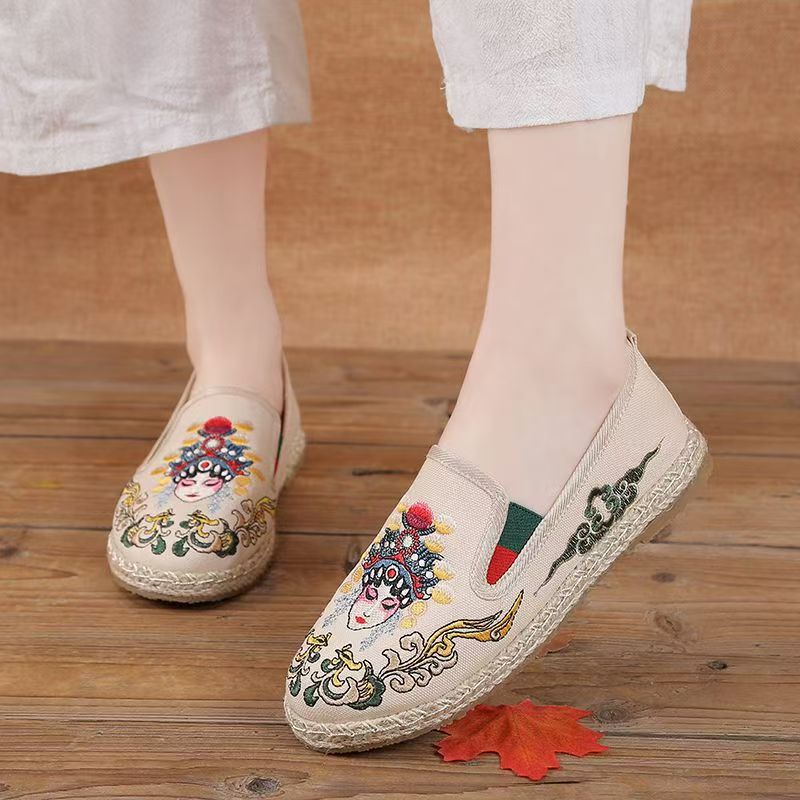 Women Flat Sole Embroidered Cl - Embroidery Fabric ulasan dan harga