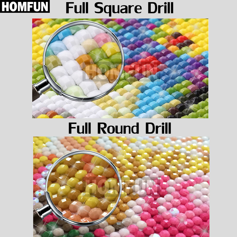 HOMFUN AB Full Diamond Embroid - Embroidery Cross Stitch Patterns ulasan dan harga