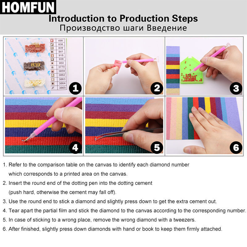 HOMFUN AB Full Diamond Embroid - Embroidery Cross Stitch Patterns ulasan dan harga