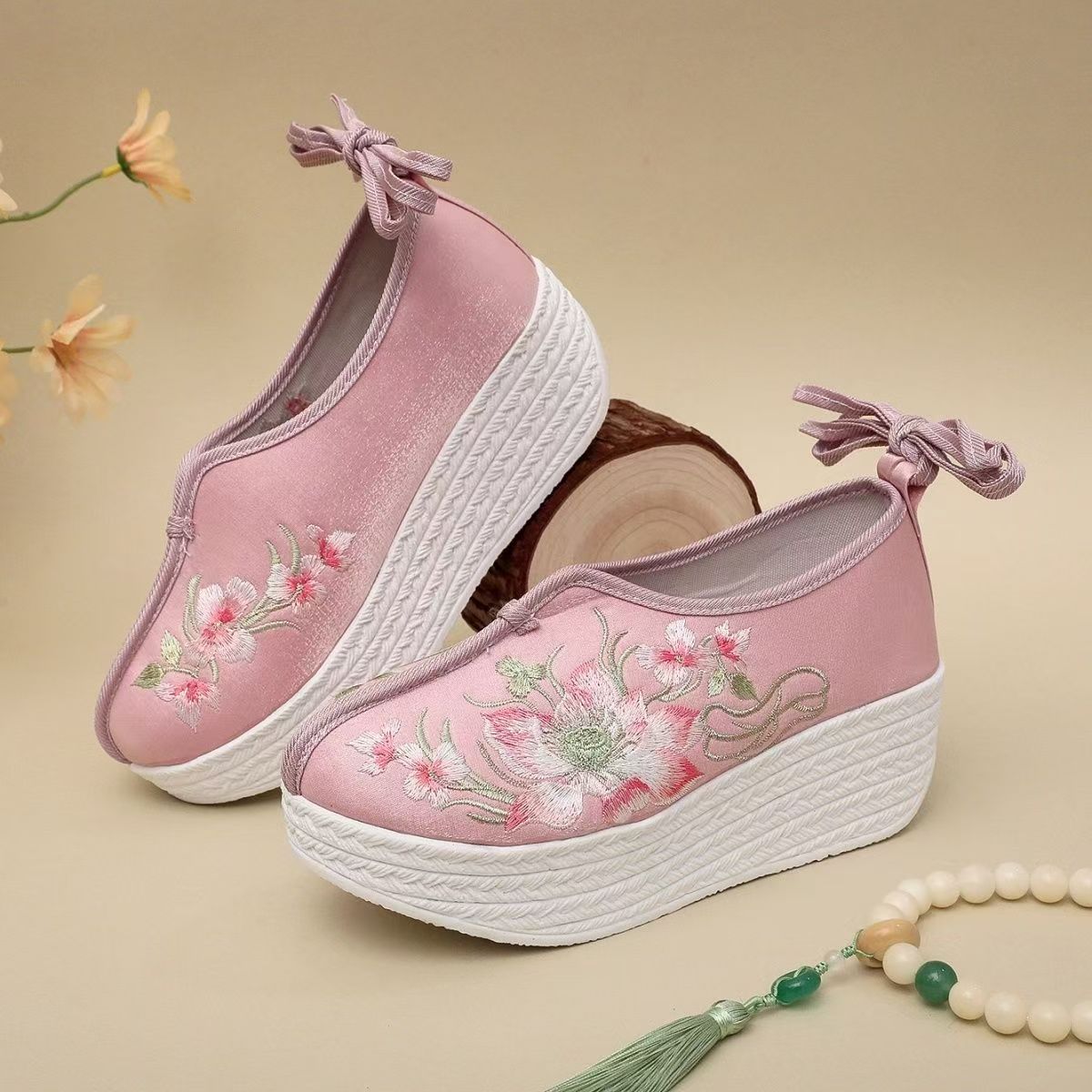 Woman Ethnic Style Wedges Embr - Embroidery Fabric ulasan dan harga