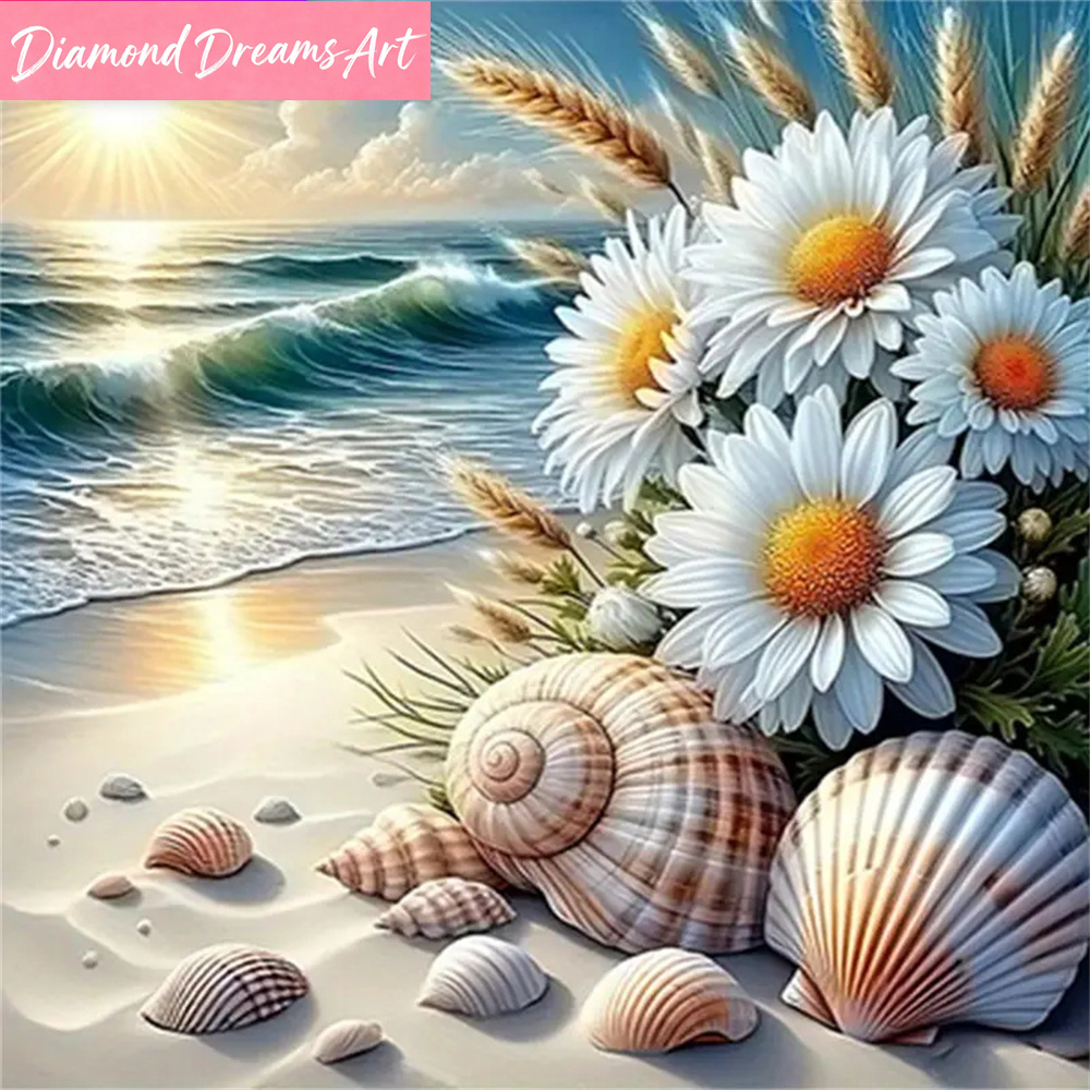 Diamond Painting Seaside Lands - Embroidery Daisy Flower ulasan dan harga