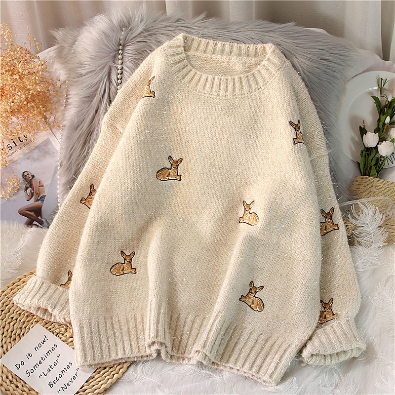 New Women's Sweater Kawaii Ulz - Embroidery Thread Yarn ulasan dan harga