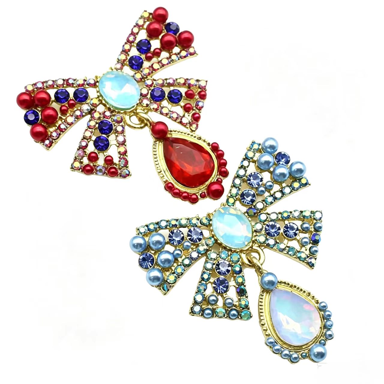 Gold Alloy Bow Crystal Rhinest - Embroidery Simple ulasan dan harga