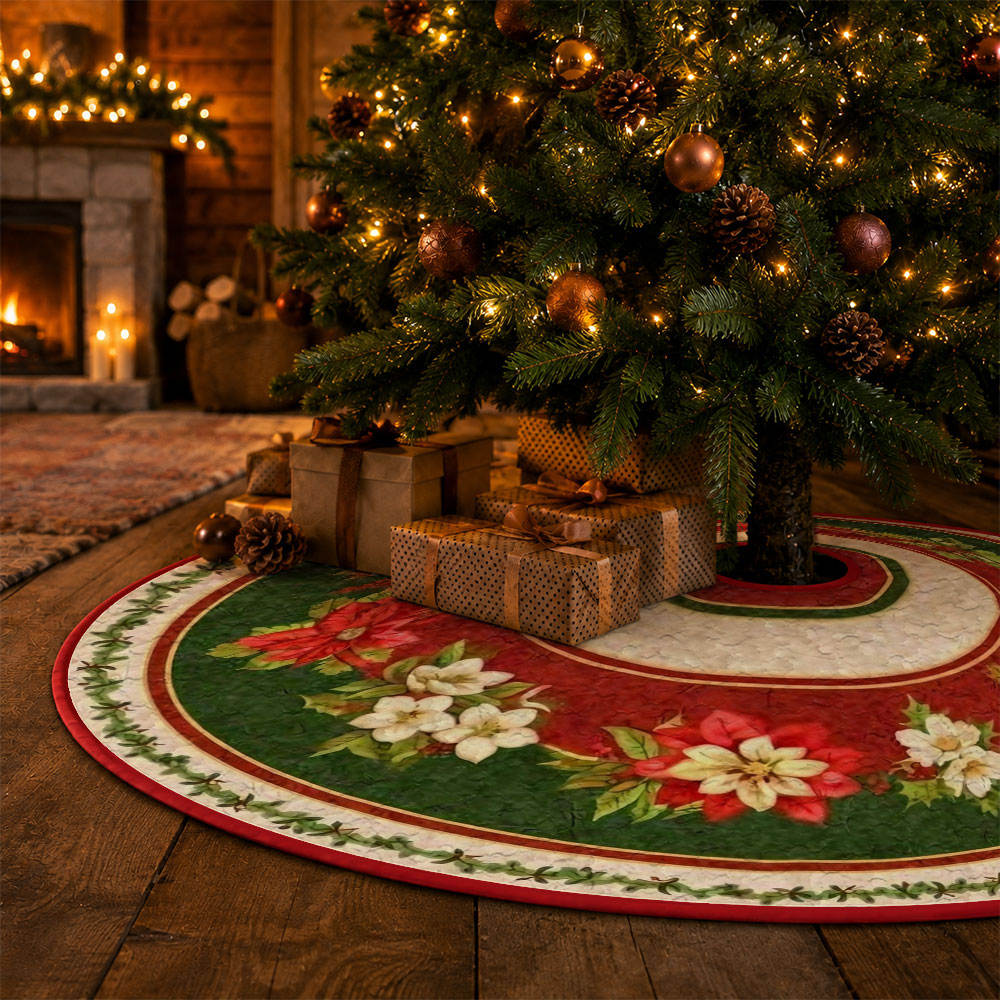 1pc Poinsettia Floral Wreath P - Embroidery Xmas Tree ulasan dan harga