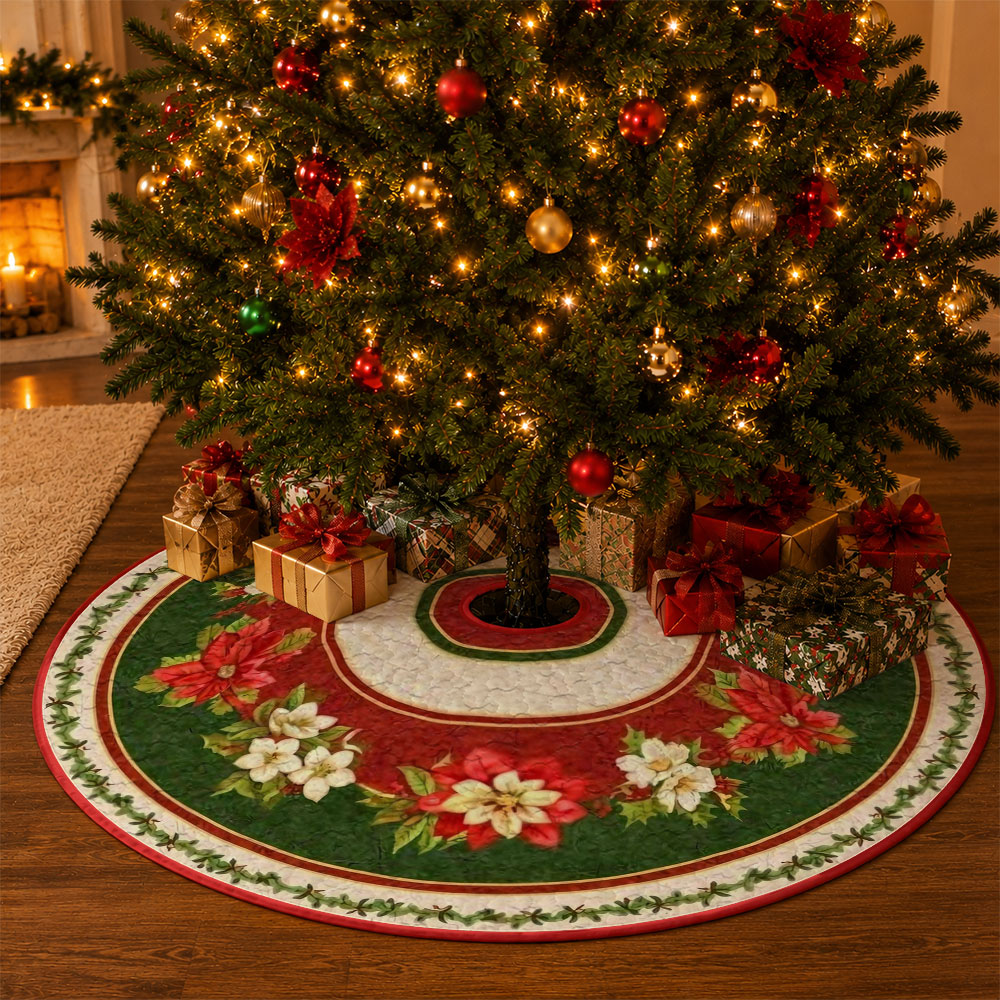 1pc Poinsettia Floral Wreath P - Embroidery Xmas Tree ulasan dan harga