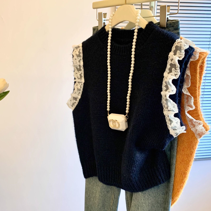 Retro Lace Splice Sleeveless K - Embroidery Thread Yarn ulasan dan harga