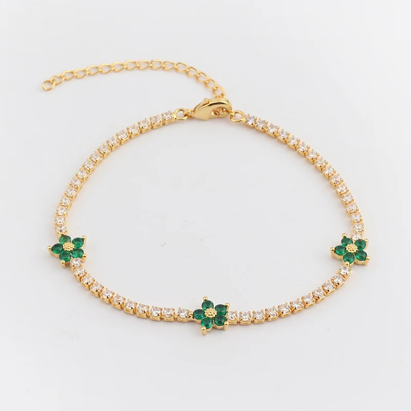 Luxury Rainbow CZ Flower Tenni - Embroidery Daisy Flower ulasan dan harga