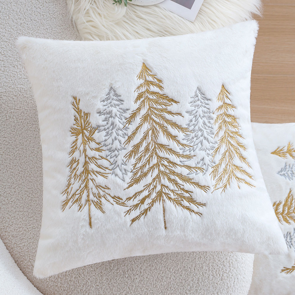 Christmas Faux Rabbit Fur Pill - Embroidery Xmas Tree ulasan dan harga