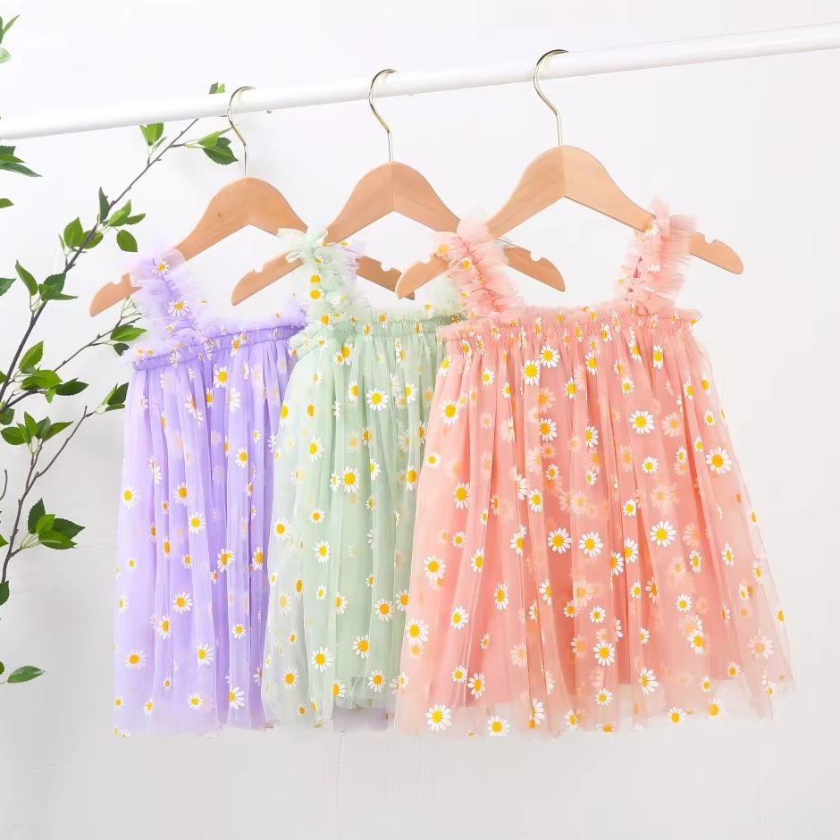 Toddler Tulle Dress For Baby G - Embroidery Daisy Flower ulasan dan harga