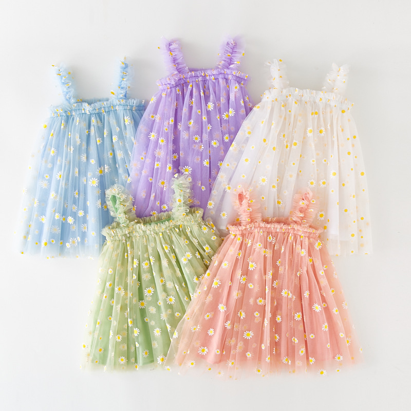 Toddler Tulle Dress For Baby G - Embroidery Daisy Flower ulasan dan harga