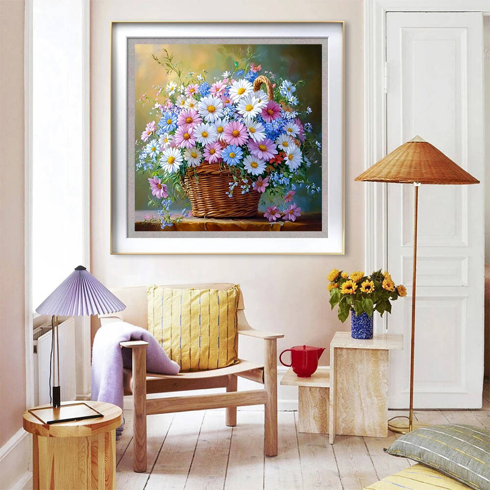 Diamond Painting Rose Peony Fl - Embroidery Daisy Flower ulasan dan harga